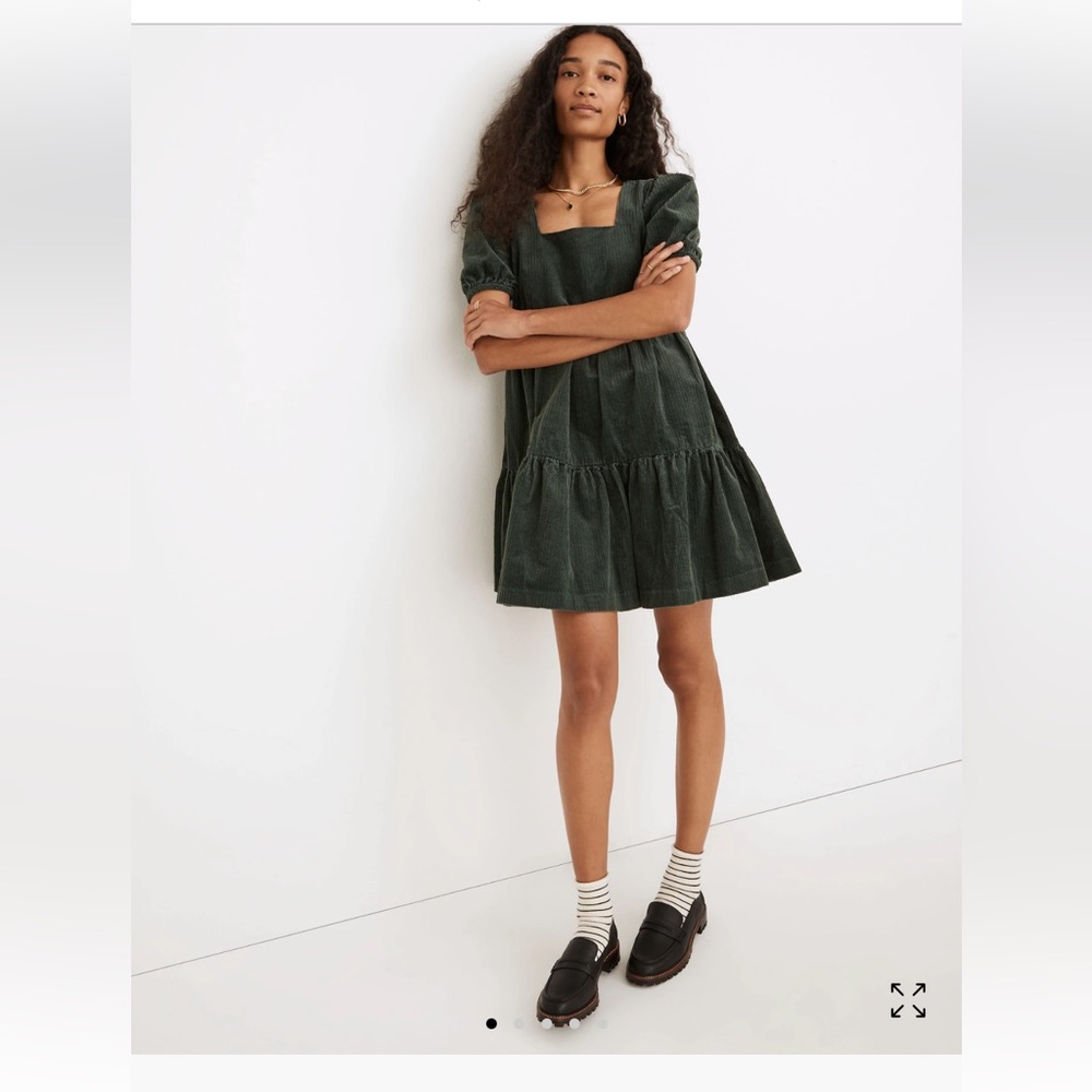 Madewell 
Corduroy Aidy Square-Neck Tiered Mini Dress